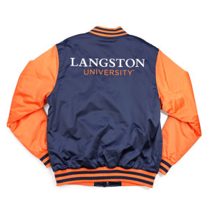 Langston University Navy and Orange Baseball Jacket