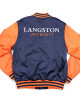 Langston University Navy and Orange Baseball Jacket Langston University Navy and Orange Baseball Jacket