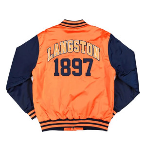 Langston University Orange and Navy Baseball Jacket