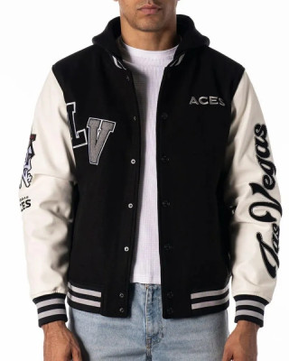 Las Vegas Aces Black Varsity Jacket with Hood