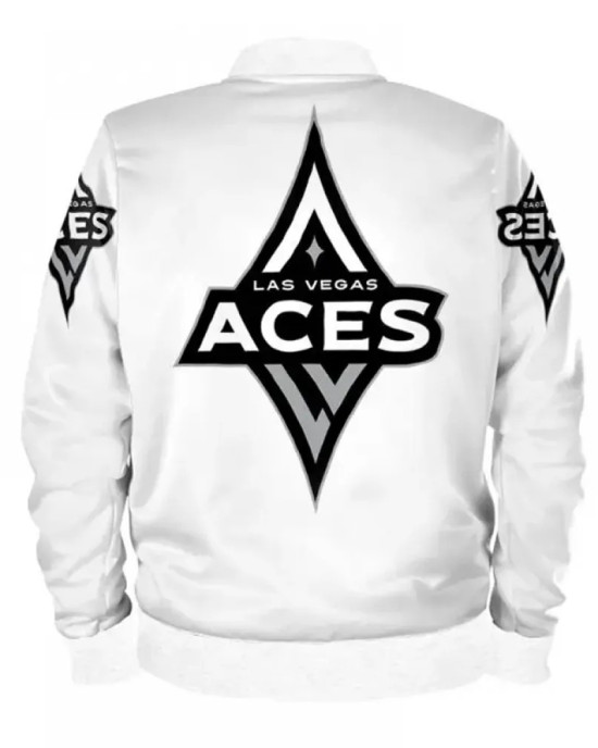 Las Vegas Aces White Bomber Satin Jacket