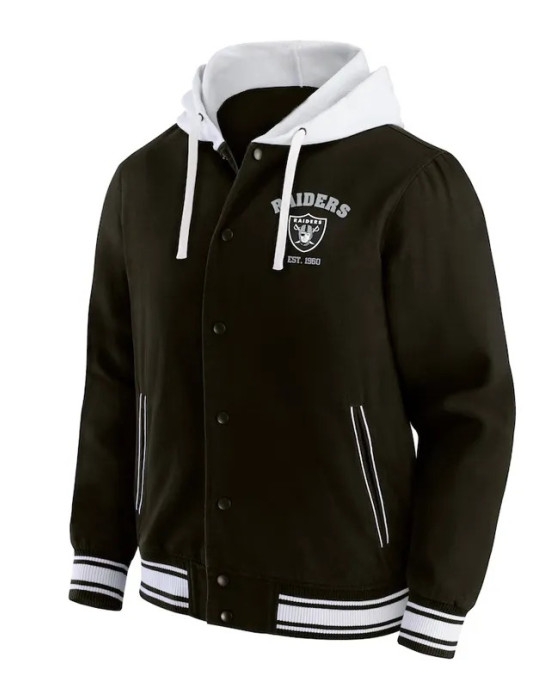 Las Vegas Raiders Black Cotton Hooded Jacket