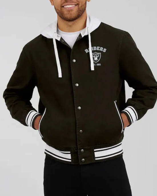 Las Vegas Raiders Black Cotton Hooded Jacket