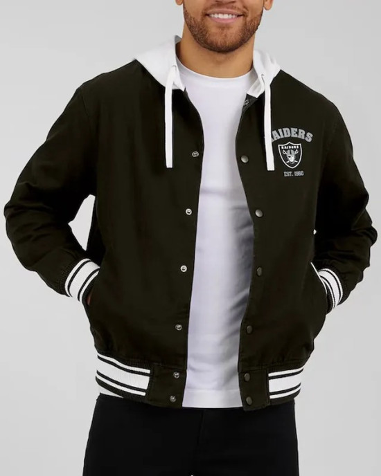 Las Vegas Raiders Black Cotton Hooded Jacket