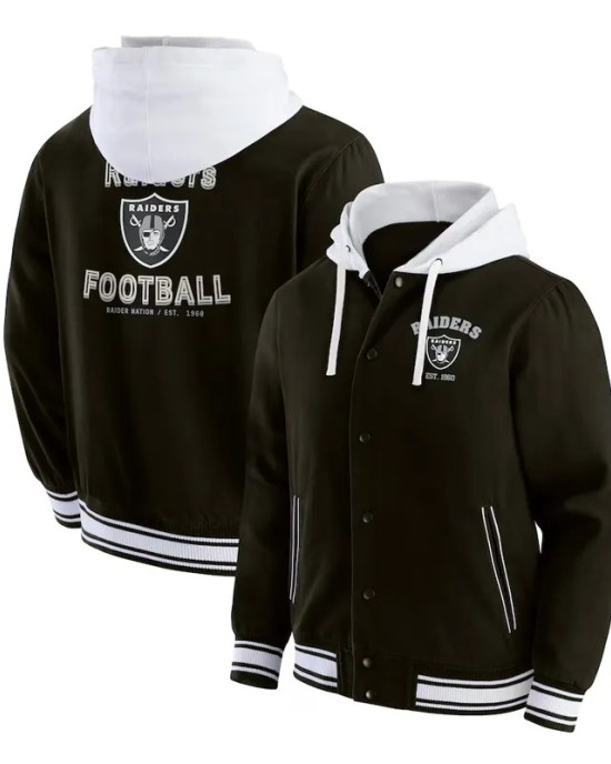 Las Vegas Raiders Black Cotton Hooded Jacket