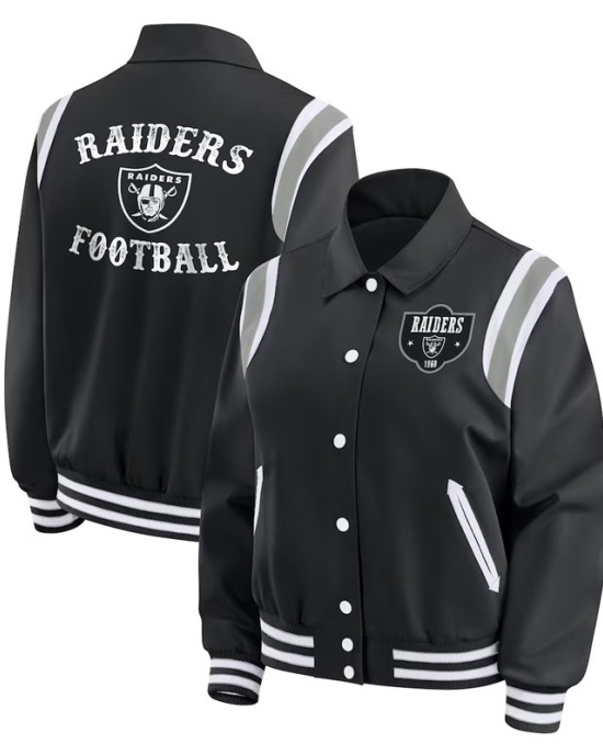 Las Vegas Raiders Lightweight Black Varsity Satin Jacket