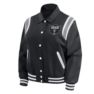 Las Vegas Raiders Lightweight Black Varsity Satin Jacket