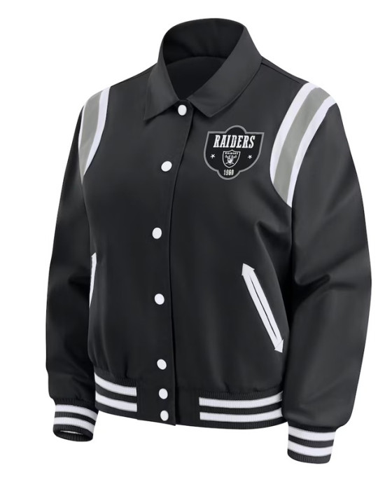 Las Vegas Raiders Lightweight Black Varsity Satin Jacket