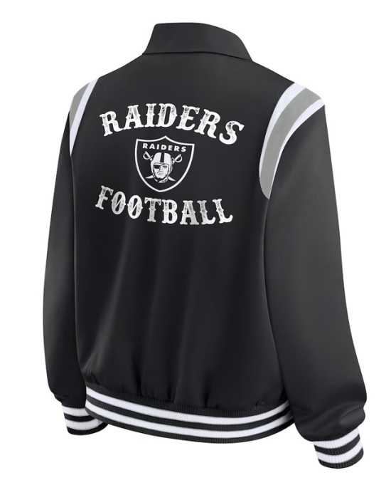 Las Vegas Raiders Lightweight Black Varsity Satin Jacket