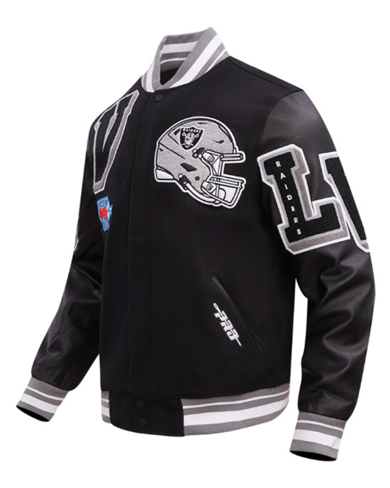 Las Vegas Raiders Mashup Classic Rib Varsity Jacket Las Vegas Raiders Mashup Classic Rib Varsity Jacket