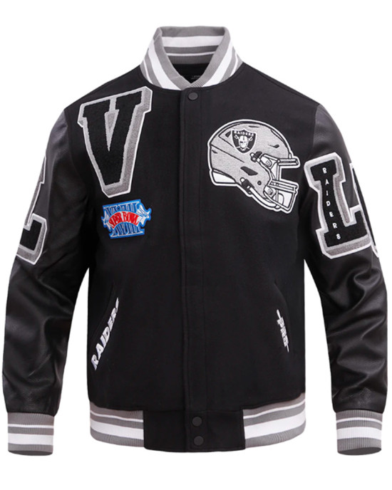 Las Vegas Raiders Mashup Classic Rib Varsity Jacket Las Vegas Raiders Mashup Classic Rib Varsity Jacket