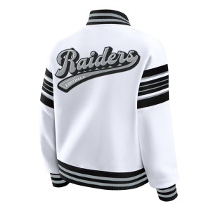 Las Vegas Raiders Snap Front White Fleece Jacket