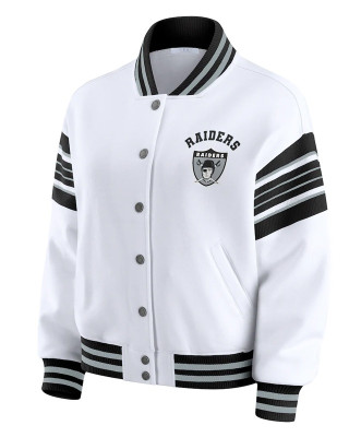 Las Vegas Raiders Snap Front White Fleece Jacket