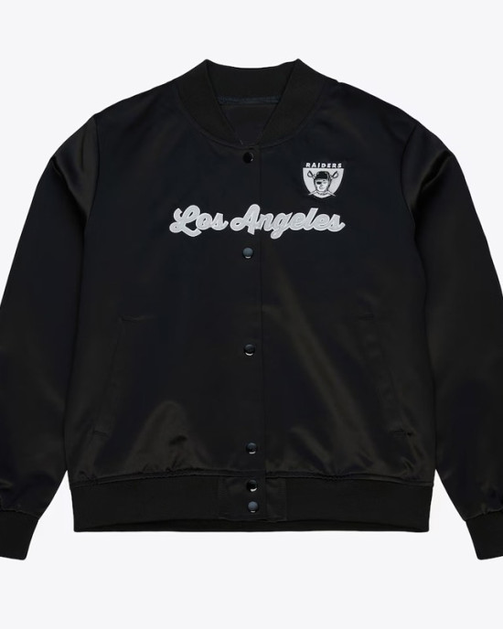 Las Vegas Raiders Throwback Graphics Black Satin Jacket
