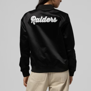 Las Vegas Raiders Throwback Graphics Black Satin Jacket 