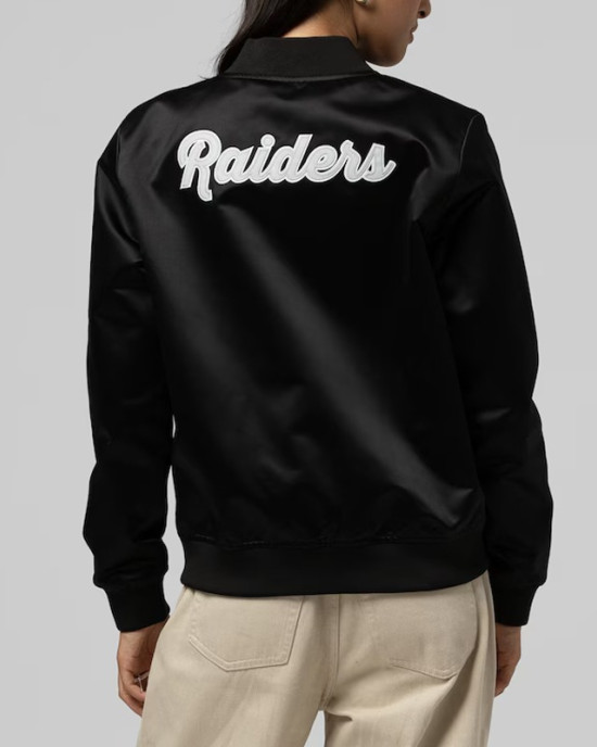 Las Vegas Raiders Throwback Graphics Black Satin Jacket