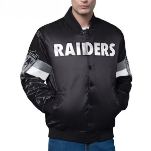 Las Vegas Raiders Triple Option Varsity Satin Jacket