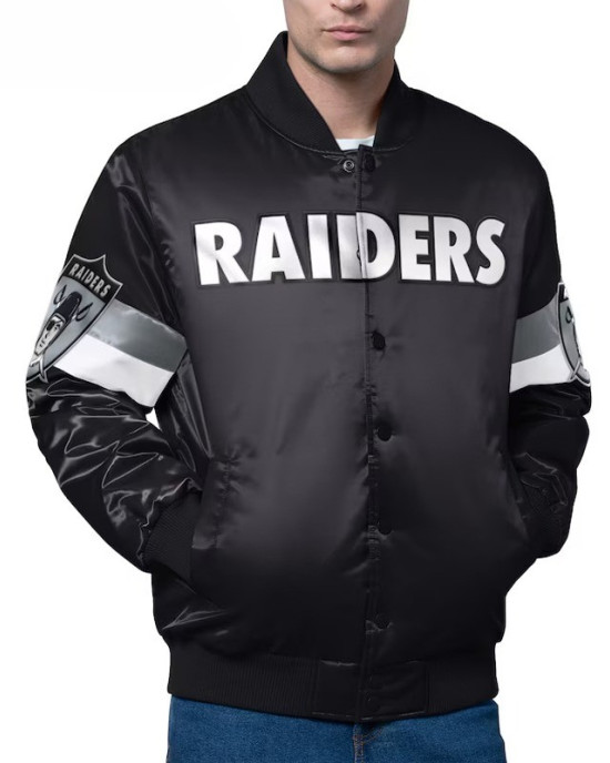 Las Vegas Raiders Triple Option Varsity Satin Jacket