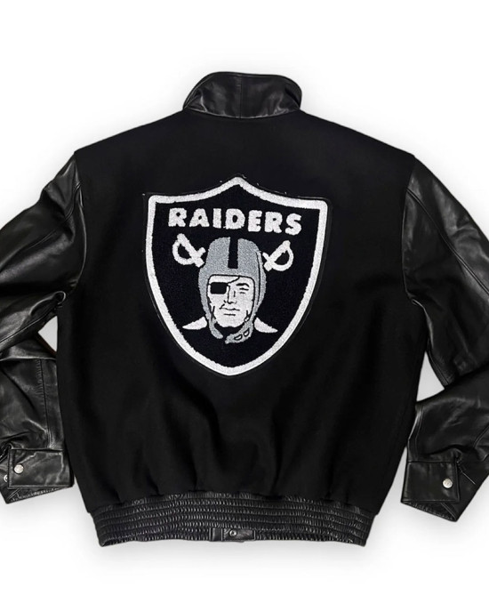 Las Vegas Raiders Varsity Wool & Leather Jacket Las Vegas Raiders Varsity Wool & Leather Jacket