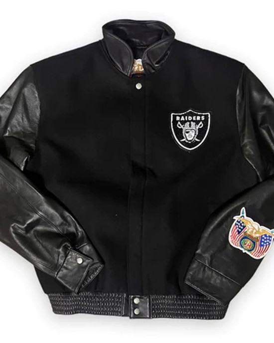 Las Vegas Raiders Varsity Wool & Leather Jacket Las Vegas Raiders Varsity Wool & Leather Jacket