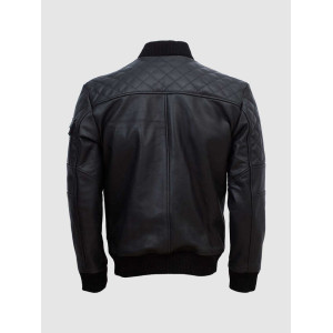 Lavoro Black Bomber Leather Jacket for Work Wear