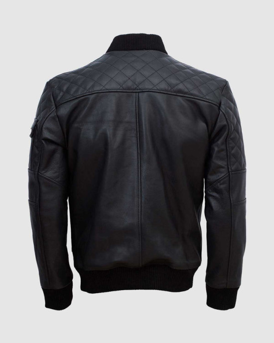 Lavoro Black Bomber Leather Jacket for Work Wear Lavoro Black Bomber Leather Jacket for Work Wear