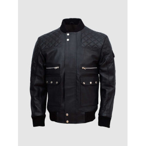 Lavoro Black Bomber Leather Jacket for Work Wear