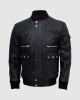 Lavoro Black Bomber Leather Jacket for Work Wear Lavoro Black Bomber Leather Jacket for Work Wear