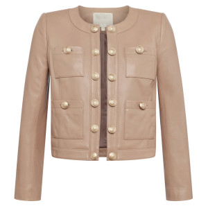 Leather Cropped Women’s Jayde Collarless  Jacket