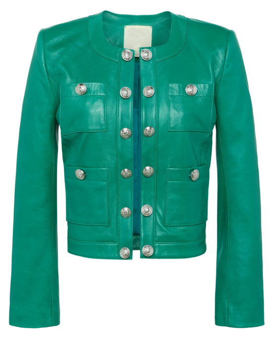 Leather Cropped Women’s Jayde Collarless  Jacket