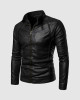 Leather Jacket with High Collar Leather Jacket with High Collar