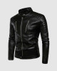 Leather Jacket with Stand-Up Collar Leather Jacket with Stand-Up Collar