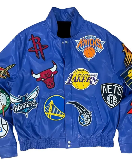 Leather NBA Team Collage Jeff Hamilton Blue Jacket