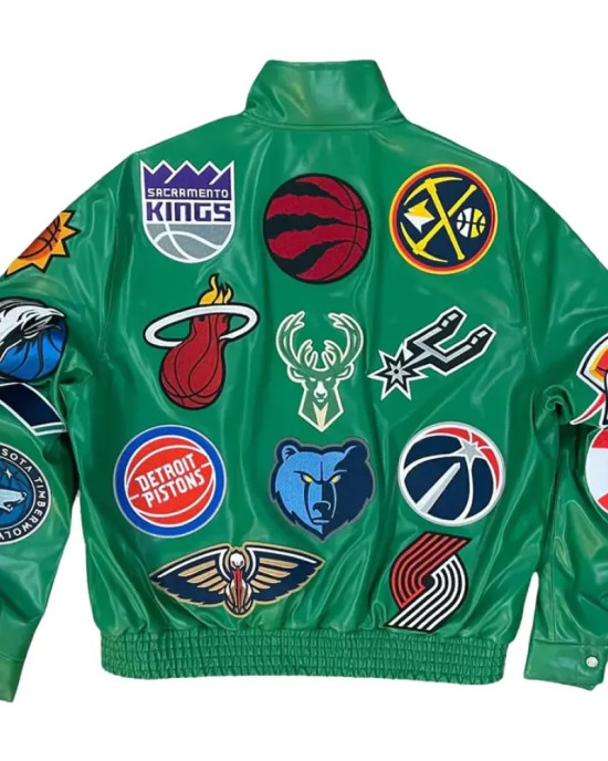 Leather NBA Team Collage Jeff Hamilton Green Jacket Leather NBA Team Collage Jeff Hamilton Green Jacket