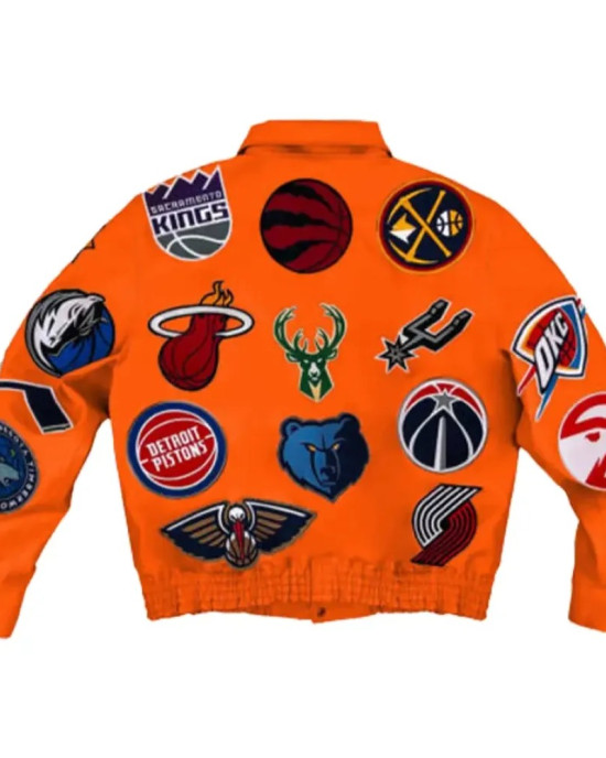 Leather NBA Team Collage Jeff Hamilton Orange Jacket Leather NBA Team Collage Jeff Hamilton Orange Jacket