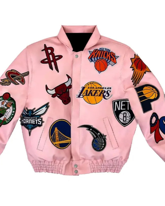 Leather NBA Team Collage Jeff Hamilton Pink Jacket Leather NBA Team Collage Jeff Hamilton Pink Jacket