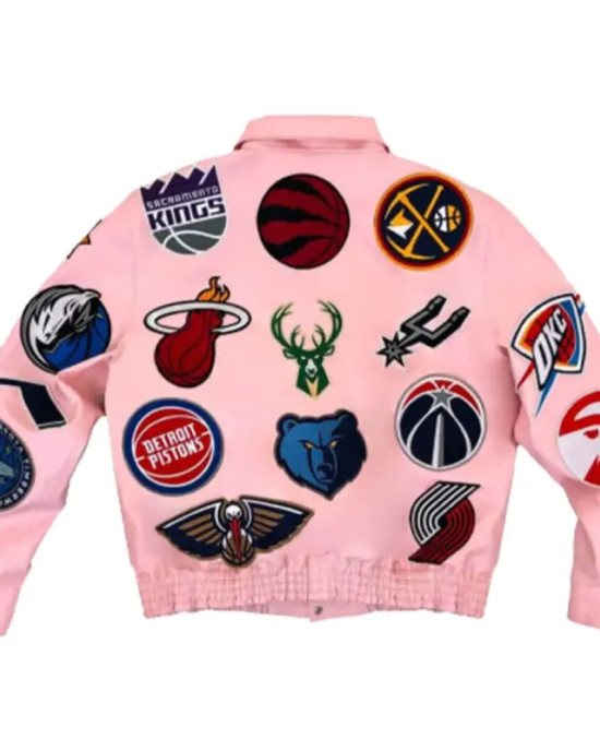 Leather NBA Team Collage Jeff Hamilton Pink Jacket Leather NBA Team Collage Jeff Hamilton Pink Jacket