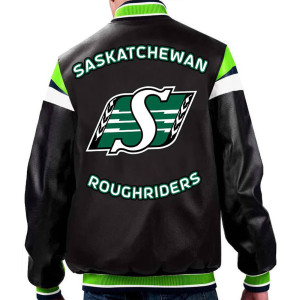 Leather Saskatchewan Roughriders Black Varsity Full-Zip Jacket