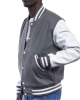 Light Oxford Wool Body & Bright White Leather Sleeves Letterman Jacket Light Oxford Wool Body & Bright White Leather Sleeves Letterman Jacket