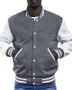Light Oxford Wool Body & Bright White Leather Sleeves Letterman Jacket Light Oxford Wool Body & Bright White Leather Sleeves Letterman Jacket