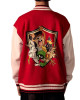 Looney Tunes Full-Snap Red and White Varsity Wool/Leather Jacket