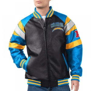 Los Angeles Chargers G-III Faux Varsity Leather Jacket