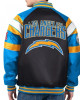 Los Angeles Chargers G-III Faux Varsity Leather Jacket Los Angeles Chargers G-III Faux Varsity Leather Jacket