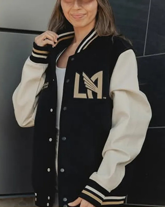 Los Angeles FC Black and White Letterman Jacket Los Angeles FC Black and White Letterman Jacket