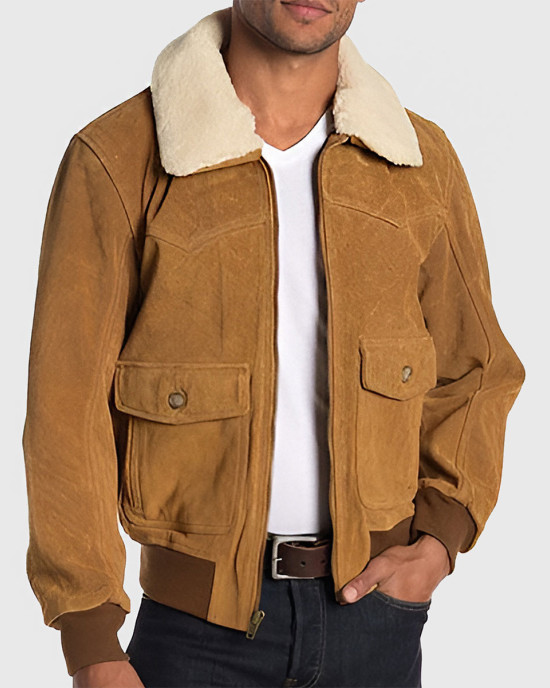 Louis Men’s Brown G-1 Bomber Suede Jacket Louis Men’s Brown G-1 Bomber Suede Jacket