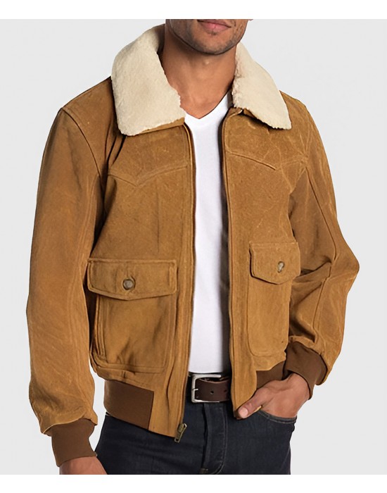 Louis Men’s Brown G-1 Bomber Suede Jacket