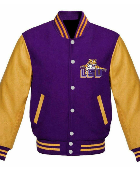 Louisiana State Tigers Purple and Gold Varsity Jacket Louisiana State Tigers Purple and Gold Varsity Jacket