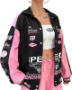 MakeMeChic Women's Color Block Letter Print Jacket - Oversized Button-Down Streetwear Coat MakeMeChic Women's Color Block Letter Print Jacket - Oversized Button-Down Streetwear Coat