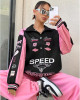 MakeMeChic Women's Color Block Letter Print Jacket - Oversized Button-Down Streetwear Coat MakeMeChic Women's Color Block Letter Print Jacket - Oversized Button-Down Streetwear Coat