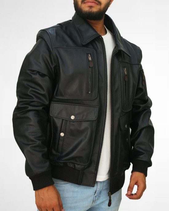 Man Wear shotblack biker leather jacket Man Wear shotblack biker leather jacket